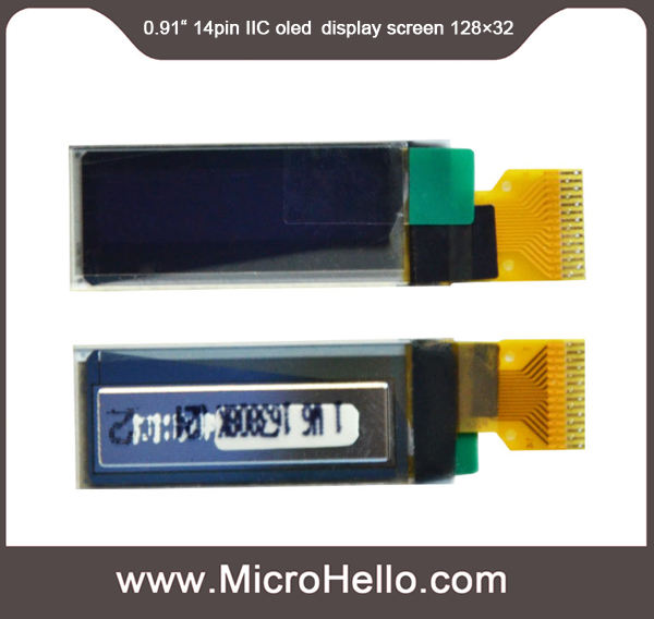 0.91 inch 14PIN OLED display Module 128x32 IIC white blue optional