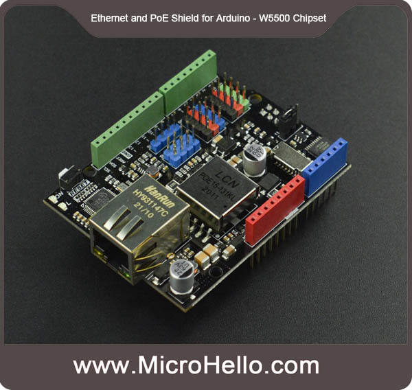 Ethernet and PoE Shield for Arduino - W5500 Chipset