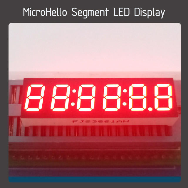 10pcs 0.36 inch 6 digit with clock segment led display red/white/blue/green