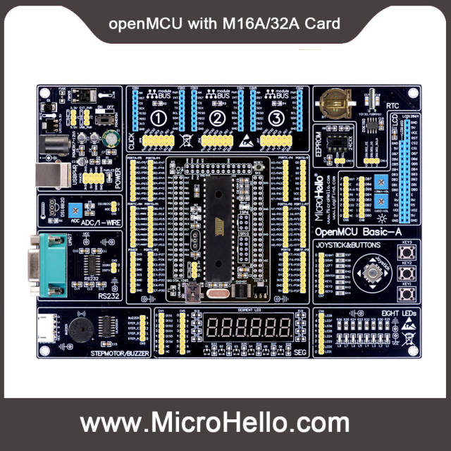 OpenMCU Basic-A Motherboard for AVR PIC C8051F Freescale 51 ST STM32 STM8 MSP430 XMEGA via using MCU card