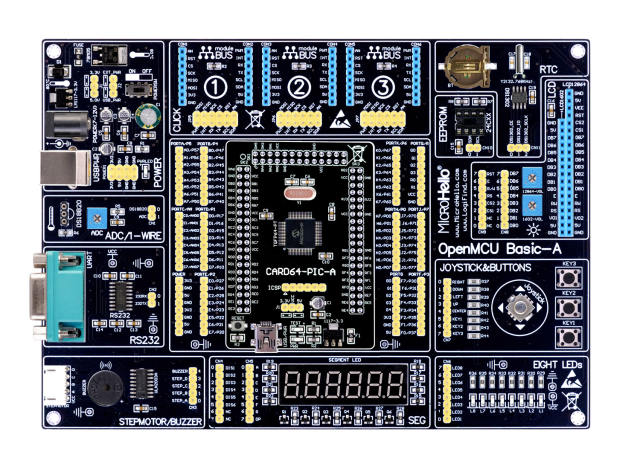OpenMCU Basic-A Development Board for AVR PIC C8051F Freescale 51 ST STM32 STM8 MSP430 XMEGA via using MCU card