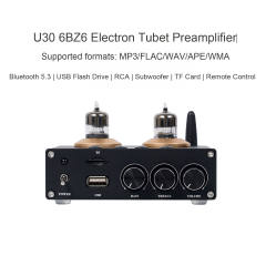 U30 bluetooth 5.3 6BZ6 tube preamplifier high-end electronic tube pre-amplifier with TF card and lossless player front audio amplifier and headphone amplifier