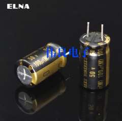 ELNA 50V 100UF TONEREX II TONE CONTROL AUDIO ELECTROLYTIC CAPACITOR WITH COPPER TERMINALS Hi-end for HIFI Audio equipment