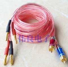 AV lotus audio cable 1-to-2 one-to-two RCA to 2 banana head conversion cable speaker connection cable loudspeaker cable
