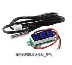 Mini digital thermometer module with NTC waterproof metal probe, measuring range -50℃~80℃
