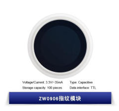 ZW0906 Fingerprint recognition sensor module 3.3V/35mA Storage capacity:100 pieces Capacitive TTL