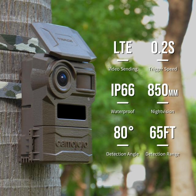 Camojojo Best Live Stream Cellular Trail Camera with HD Instant Video Delivery, 0.2s Fast Trigger, Build-in SD&SIM Card