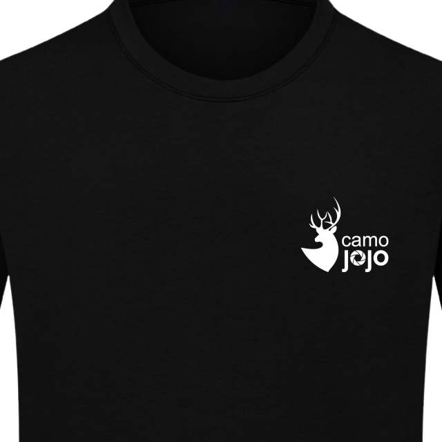 Camojojo Men's Deer Logo Hunting Short Sleeve T-Shirt, Crew Neck,100% Combed Cotton Tee