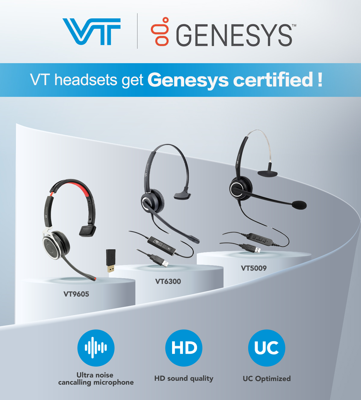 Three VT Headsets Achieve Genesys Certification