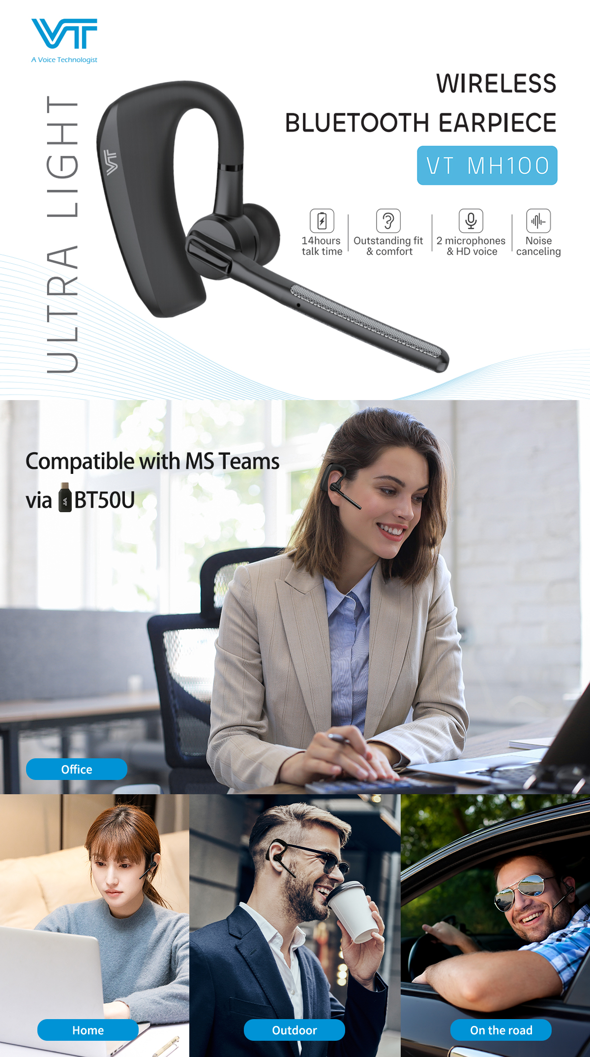 Introducing VT MH100: The Ultimate Wireless Bluetooth Earpiece