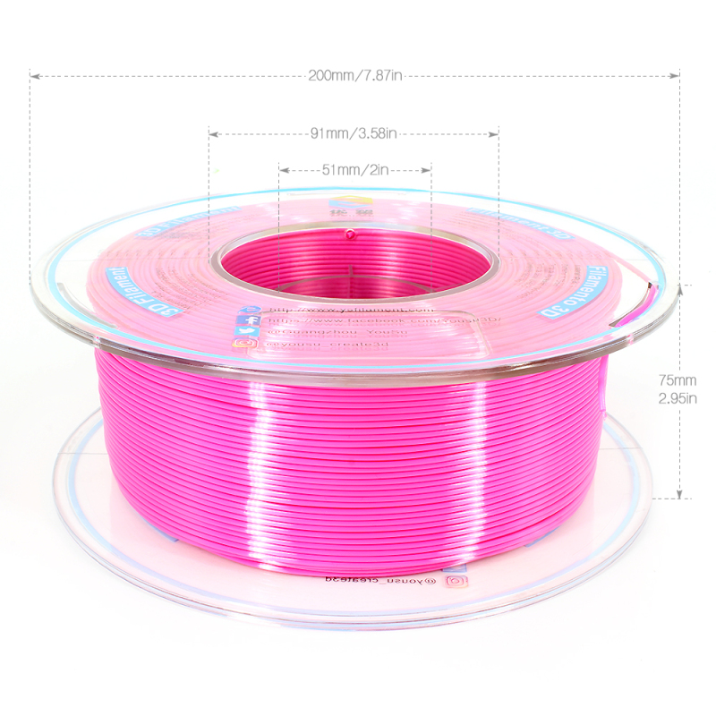 YOUSU Silk PLA 3D Filament with gorgeous surface, Tangle free, Pearlescent  1.75mm, 2.85mm 1kg