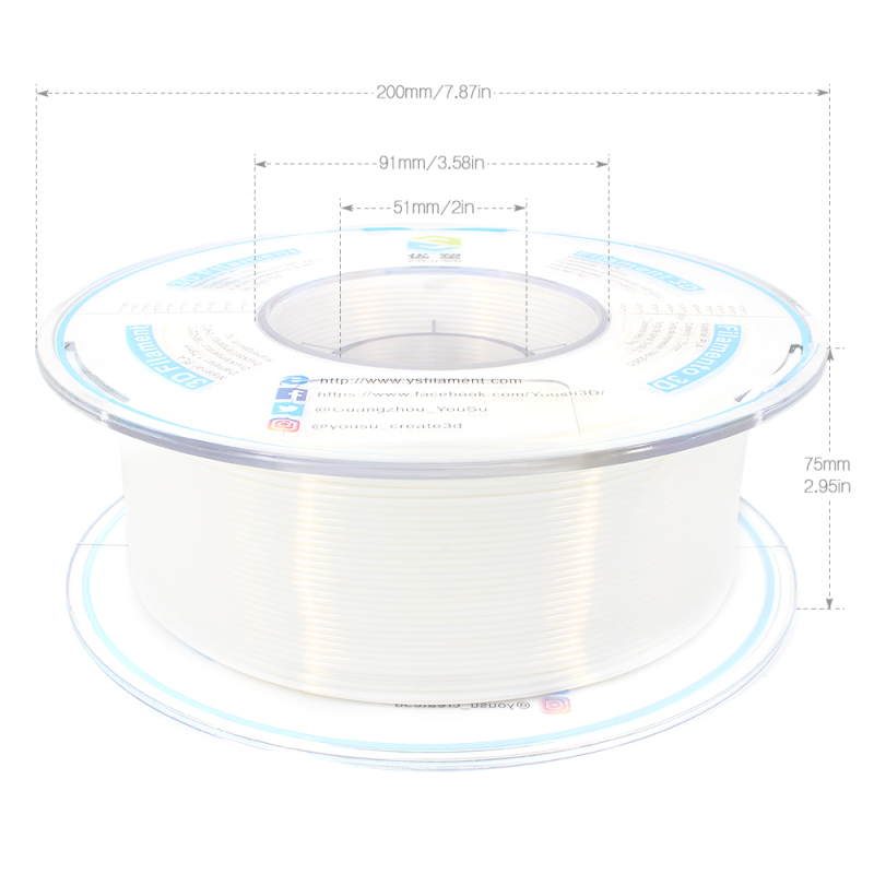 YOUSU Silk PLA 3D Filament with gorgeous surface, Tangle free, Pearlescent  1.75mm, 2.85mm 1kg