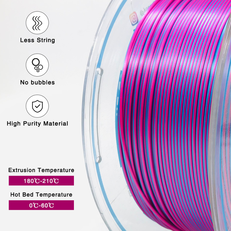 YOUSU Dual color  PLA 3D Filament with gorgeous surface, Tangle free, Pearlescent  1.75mm, 2.85mm 1kg