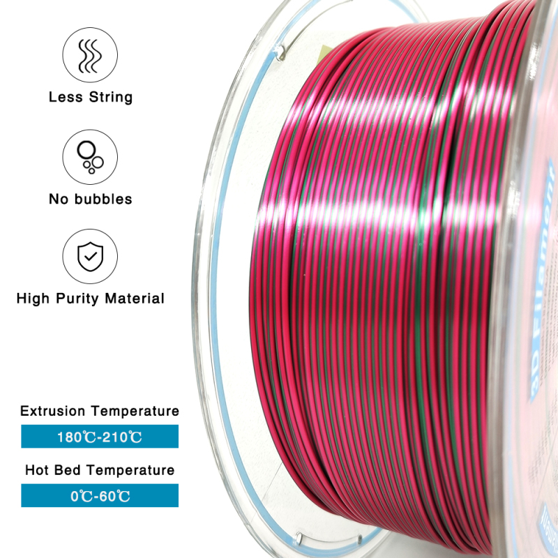 YOUSU Dual color  PLA 3D Filament with gorgeous surface, Tangle free, Pearlescent  1.75mm, 2.85mm 1kg