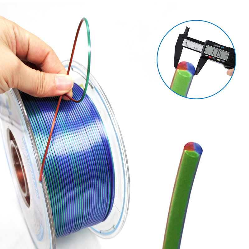 YOUSU Tri-color Silk PLA Gold Red blue 3D Filament with gorgeous surface, Tangle free, Pearlescent  1.75mm, 2.85mm 1kg