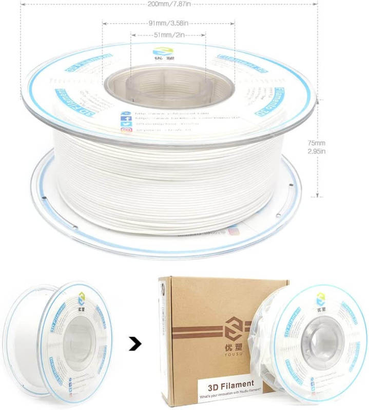 YOUSU PP（polypropylene) Filament,  1.75 mm For FDM 3D Printer