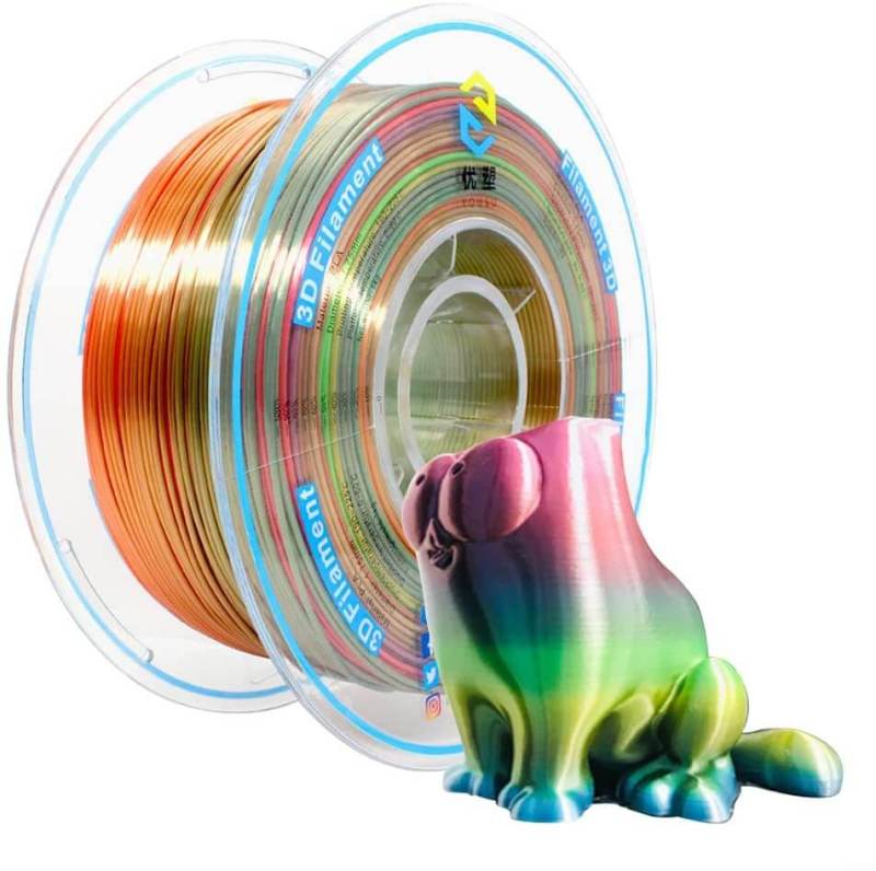 YOUSU  Rainbow Silk PLA 3D Filament with gorgeous surface, Tangle free, Pearlescent  1.75mm, 2.85mm 1kg