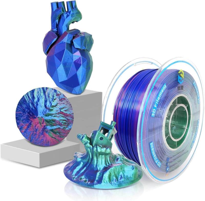 YOUSU Tri-color Silk PLA 3D Filament with gorgeous surface, Tangle free, Pearlescent  1.75mm, 2.85mm 1kg