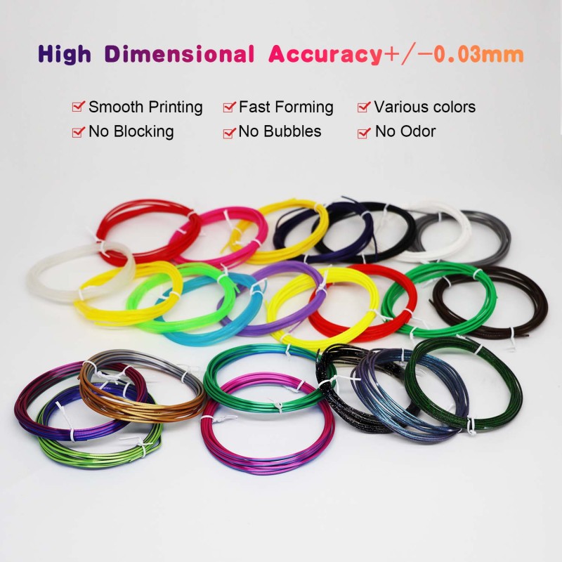 YOUSU 3D Pen PLA Filament Refill, 24 Colors 1.75mm PLA Filament Pack, Each Color 3Meters, Total 72Meters 3D Pen/3D Printer PLA Sample Pack, Compatible with MYNT3D / SCRIB3D Printing Pen