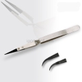 Stainless Steel Precision Anti-static ESD Tweezers with Curved & Straight Plastic Tip