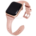 For Apple Watch Slim Retro Genuine Leather Strap with Stainless Steel Clasp
