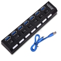 Multi USB Ports HUB 3.0 4/7 Portable Super Speed 5Gbps Multiple Port Expander with Wall Switches Power Adapters For PC
