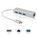 Type C HUB With Gigabit Ethernet Adapter 3 Ports USB 3.0 USB C to RJ45