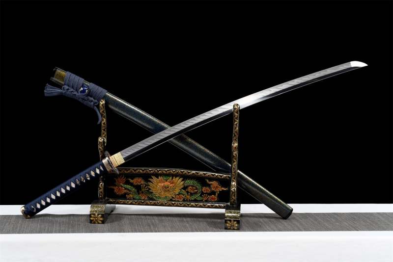 T10 High Carbon Steel Clay Tempered With Hamon Handmade Green Katana With Japanese Iron Tsuba Sword Real Japanese Samurai Sword Full Tang