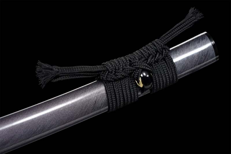 Handmade Grey Katana Sword -Black Iron Tsuba Real Japanese Samurai Sword High Manganese Steel Full Tang