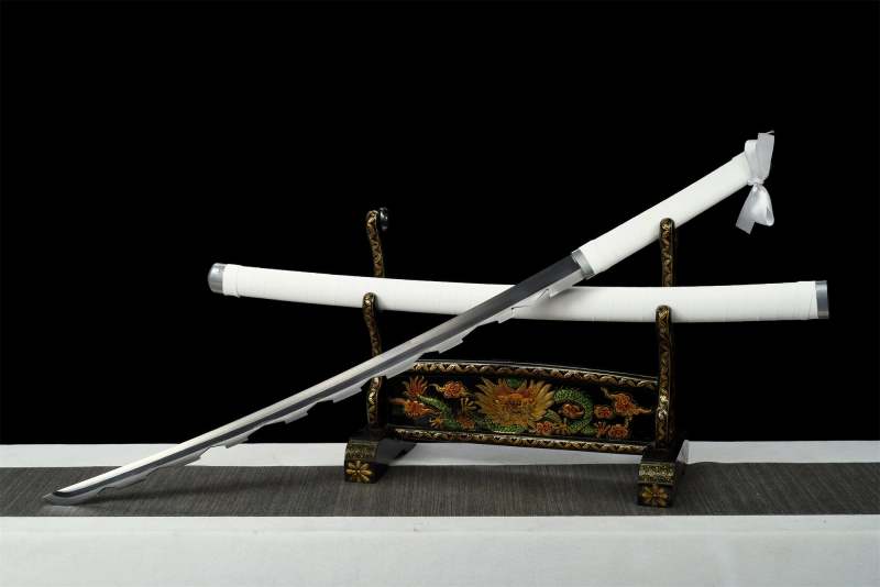 White Anime Sword,Anime Cosplay,Handmade Japanese Samurai Sword,Real Replica Anime Katana,High-carbon steel