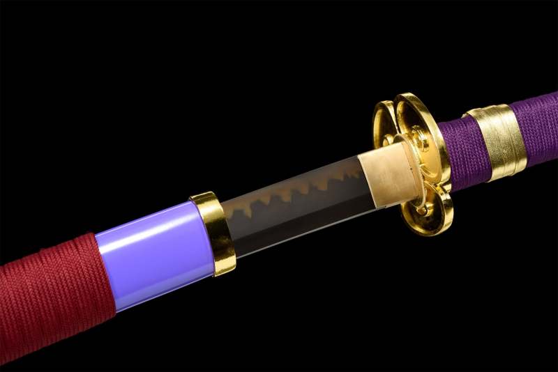 Purple Anime Sword,One Piece,Anime Cosplay,Japanese Samurai Sword,Real Handmade anime Katana,T10 High Carbon Steel Clay Tempered With Hamon,Full Tang