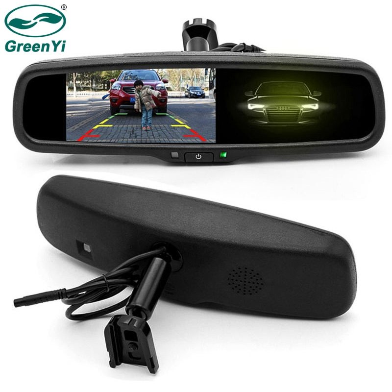 GreenYi Auto Dimming Rear View Mirror Monitor 4.3 Inch 800*480 Resolution TFT LCD Color Car Monitor Built-in Special Bracket