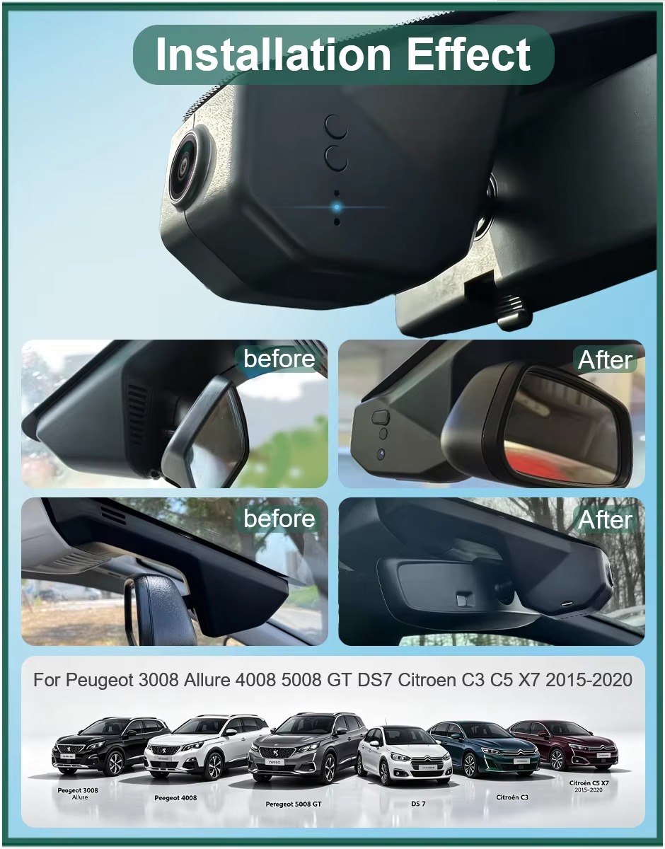 Peugeot 3008 4008 5008 DS7 Citroen C3 C5 X7 hidden dash cam detail 2