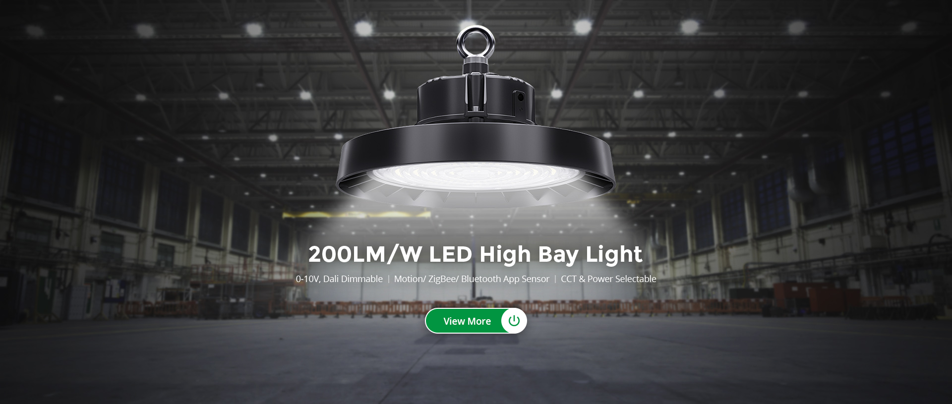 200LM/W LED High Bay Light- Dali Dimmable/ Motion Sensor/ ZigBee/ Bluetooth APP/ CCT & Power Selectable LED Highbay Light.