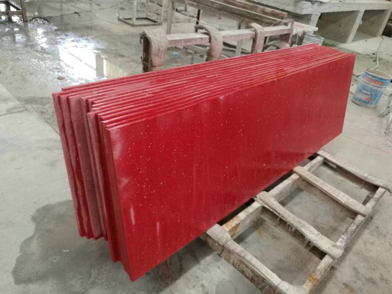 red quartzstone countertop