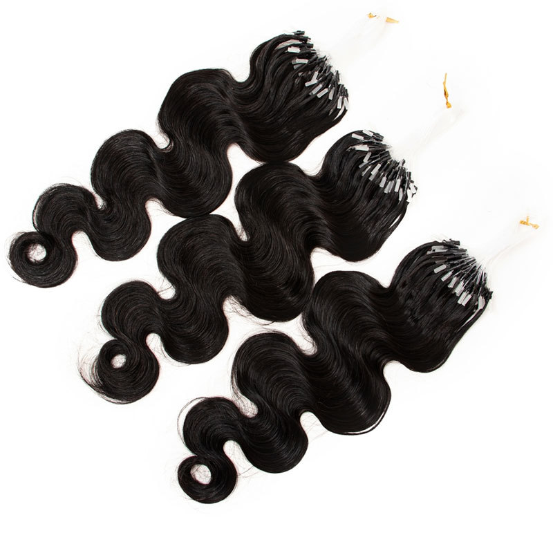 Micro Loop Ring Human Hair Extensions Body Wave Brazilian Remy Micro Link Hair Extension For Women 1g/strand Natural Color