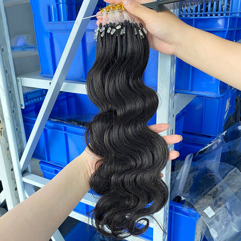 Micro Loop Ring Human Hair Extensions Body Wave Brazilian Remy Micro Link Hair Extension For Women 1g/strand Natural Color
