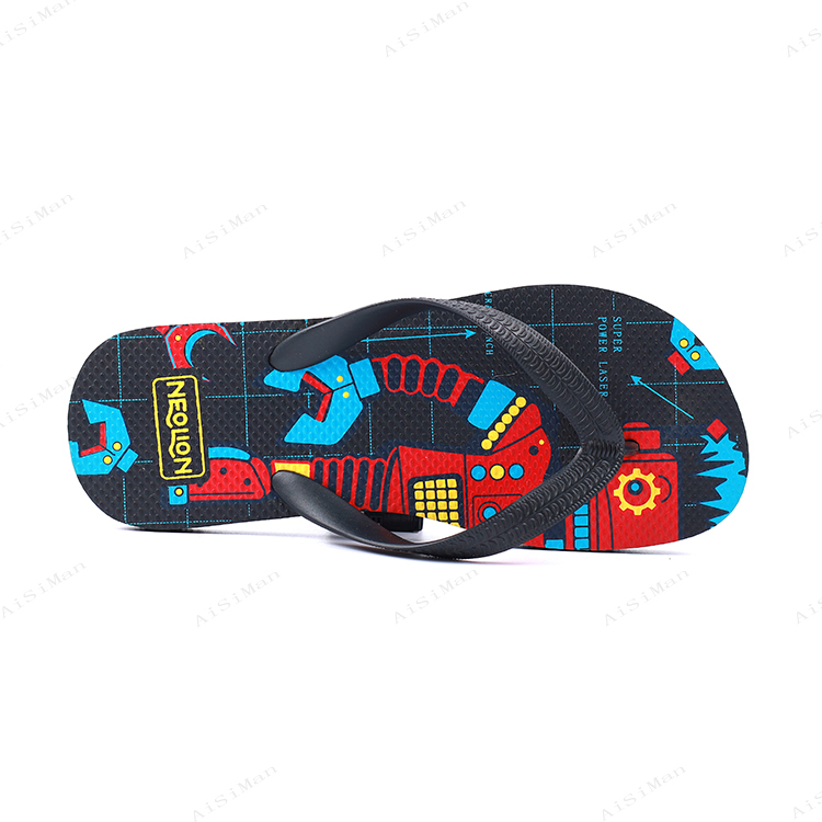 Fashion Summer Beach Customized Pvc Tpr Eva Flip Flop Robot Printing Rubber Men Flip Flo