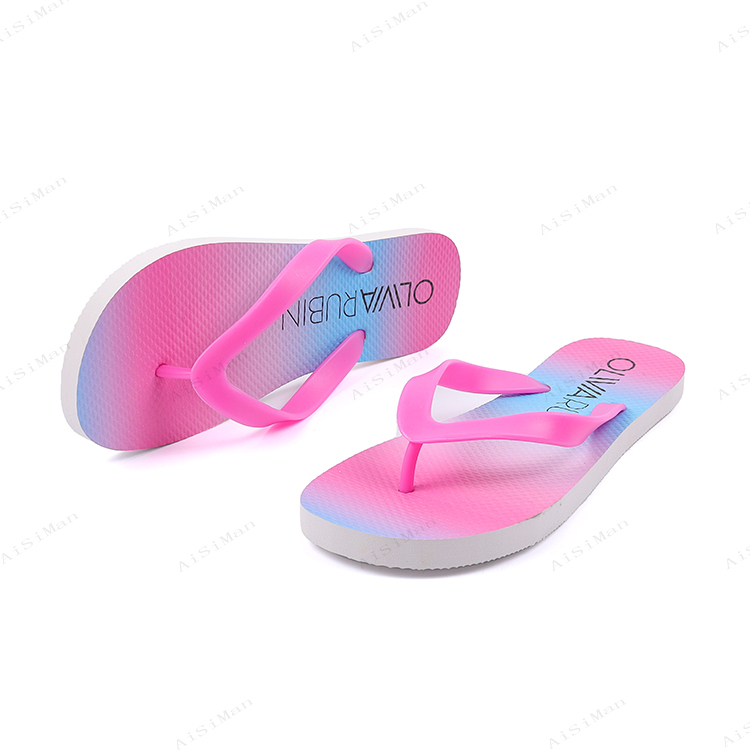 Wholesale Custom Personalised Unisex Summer Soft EVA Pink Straps Women Flip Flops