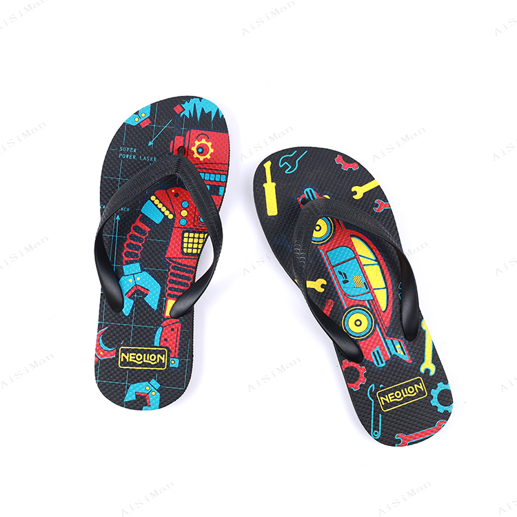 Fashion Summer Beach Customized Pvc Tpr Eva Flip Flop Robot Printing Rubber Men Flip Flo