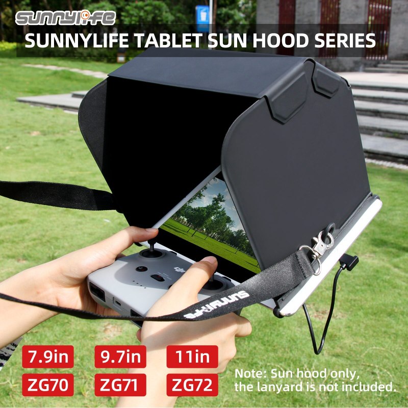Sunnylife ZG70 Tablet Sun Hood 7.9/9.7/11in Remote Controller Sunshade Foldable Magnetic PU Leather Hood for Mavic Mini/ Air 2S