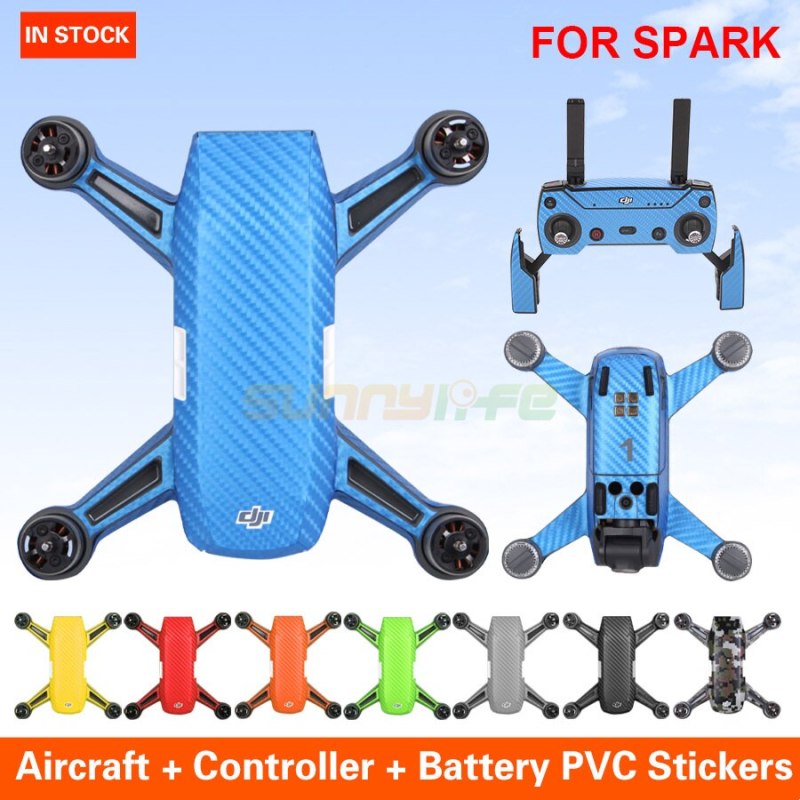 Sunnylife Waterproof PVC Stickers Camouflage Decals Aircraft Remote Controller Battery Skin for DJI SPARK