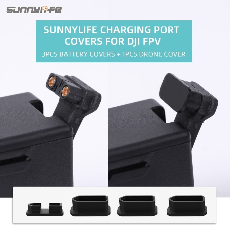 Sunnylife 4Pcs/Set Battery Charging Port Protectors Dustproof Silicone Plug Cover for DJI FPV Drone