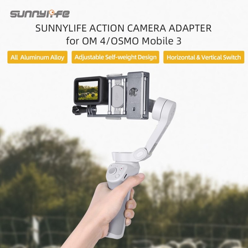 Sunnylife Handheld Gimbal Action Camera Adapter Switch Mount Plate Stabilizer for GoPro 9/8/Osmo Action for OM5/4SE/Osmo Mobile3