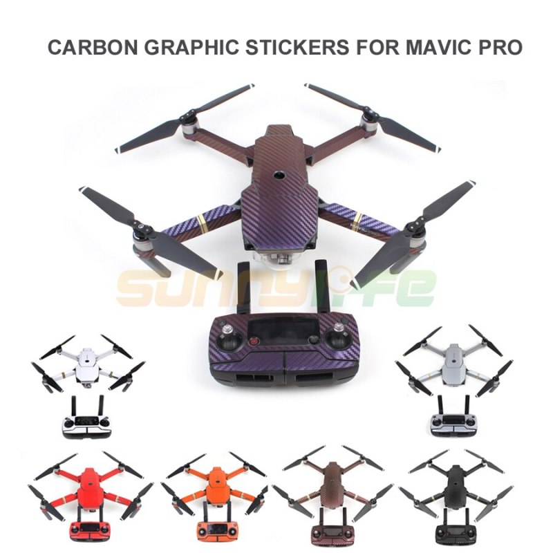 Waterproof Carbon Graphic Decals Skin Full Wrap Drone Body+Remote Control+Extra Batteries Arm Stickers for DJI MAVIC PRO Drone