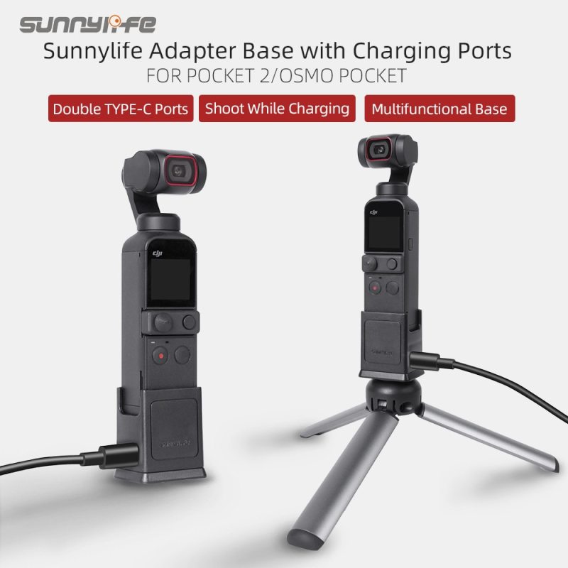 Sunnylife Base Dual Type-C Charging Ports 1/4in Screw Hole Adapter Connector for Pocket 2/Osmo Pocket