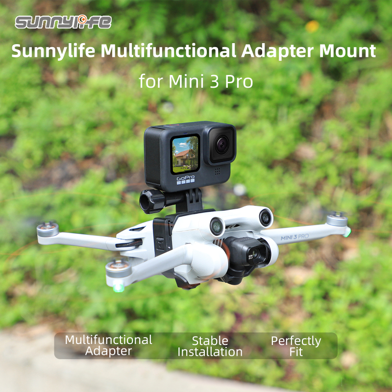 Sunnylife Sports Camera Holder Drone Light Bracket Lamp for Mini 3 Pro for ACTION 2/ GoPro 10/ Insta360 GO2 Camera