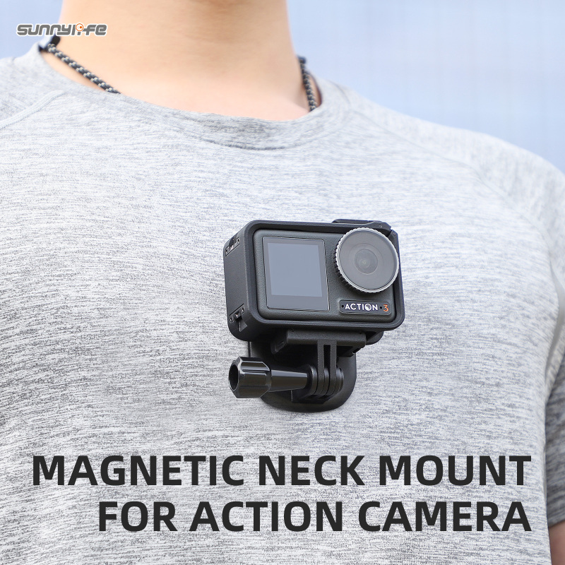 Sunnylife Magnetic Action Camera Neck Mount Chest Body Camera Necklace Lanyard POV Vlog Holder for GoPro 11/ Insta360 X3/ Action 3