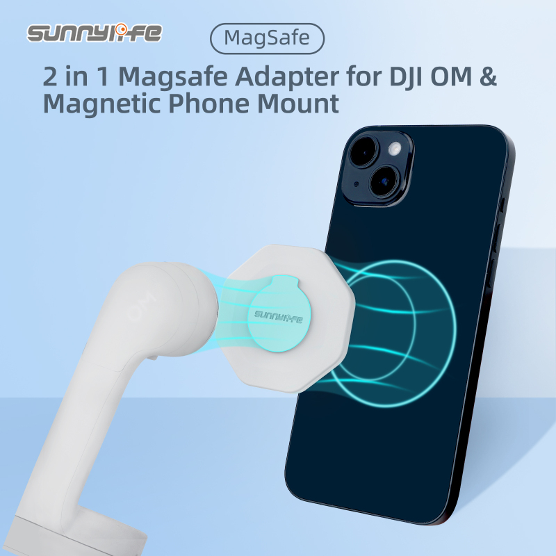 Sunnylife Ring Holder Adapter Compatible with MagSafe Magnetic Smartphone Tripod Mount for iPhone 14/13/12 for Osmo Mobile 6/5