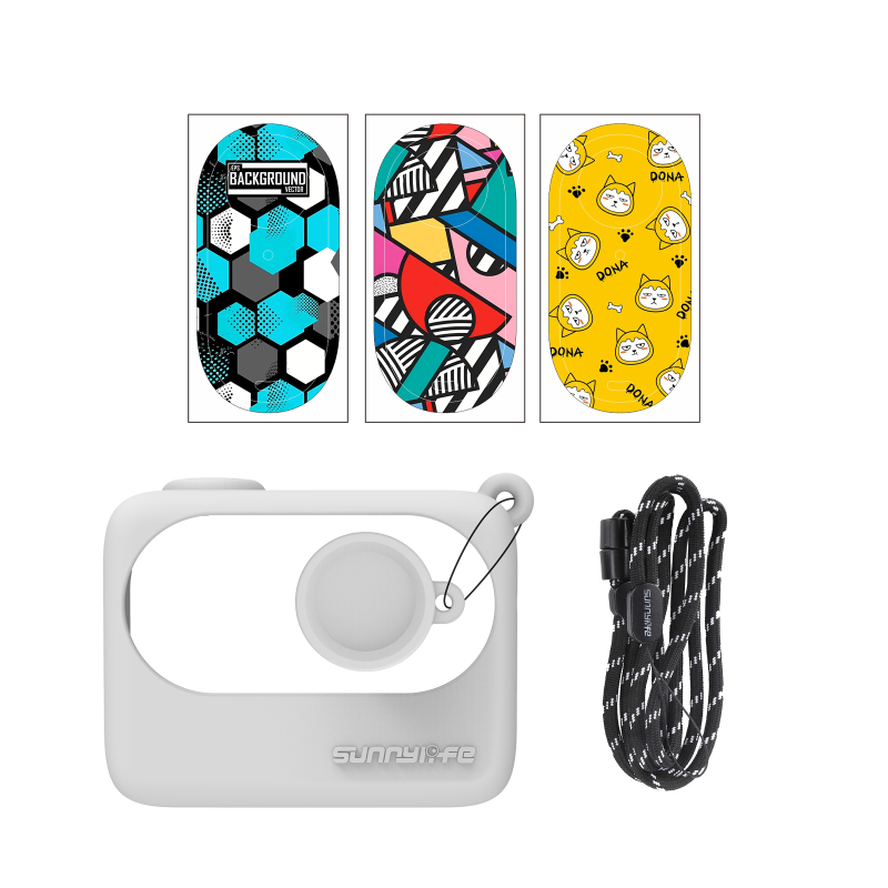 Sunnylife Silicone Cover Stickers Protective Case Camera Skin Wrap Lens Cover Protector Neck Strap Accessories for Insta360 GO 3